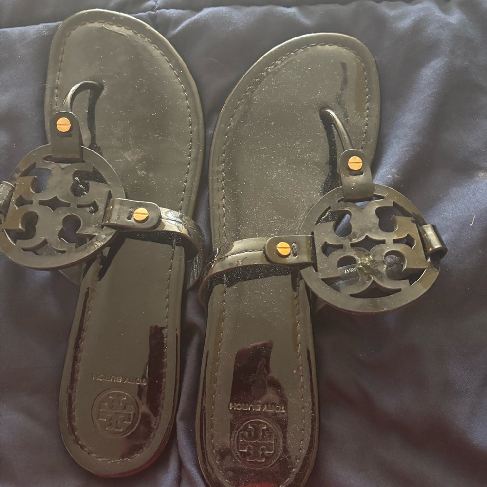 Tory Burch Glossy Black Sandals